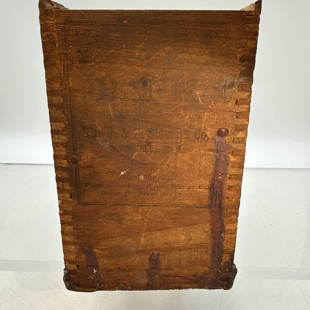 Wooden Box From J & E Stevens Company of Cromwell Conn From “Little Joe” Bank